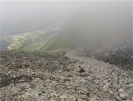 The steep gradient of the descent we are taking - a bit of a short-cut compared to the official path